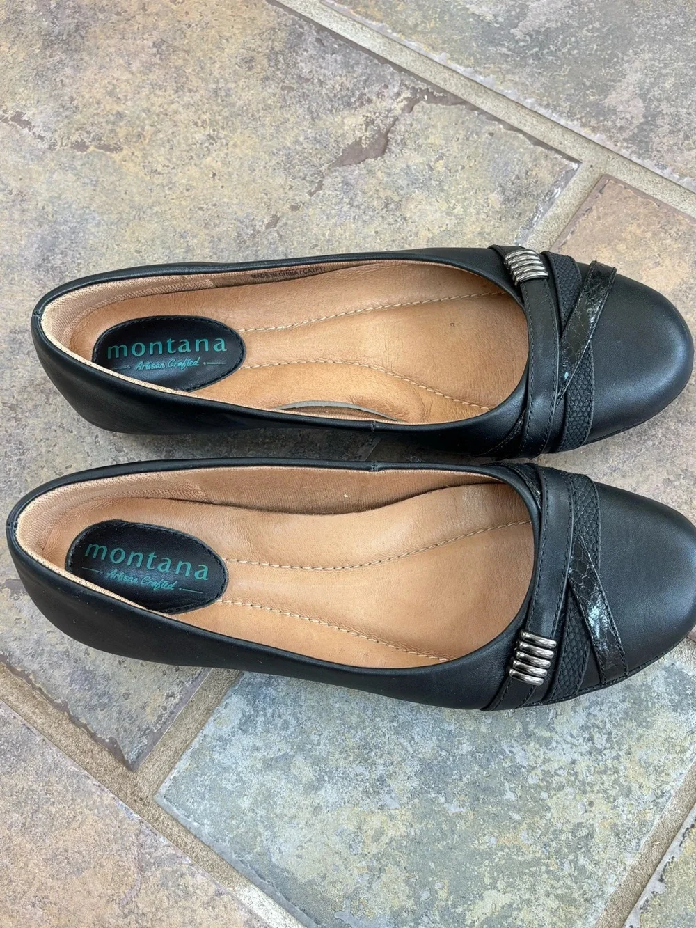Montana West Black Slip-On Ballet Flats with Silver Accent
